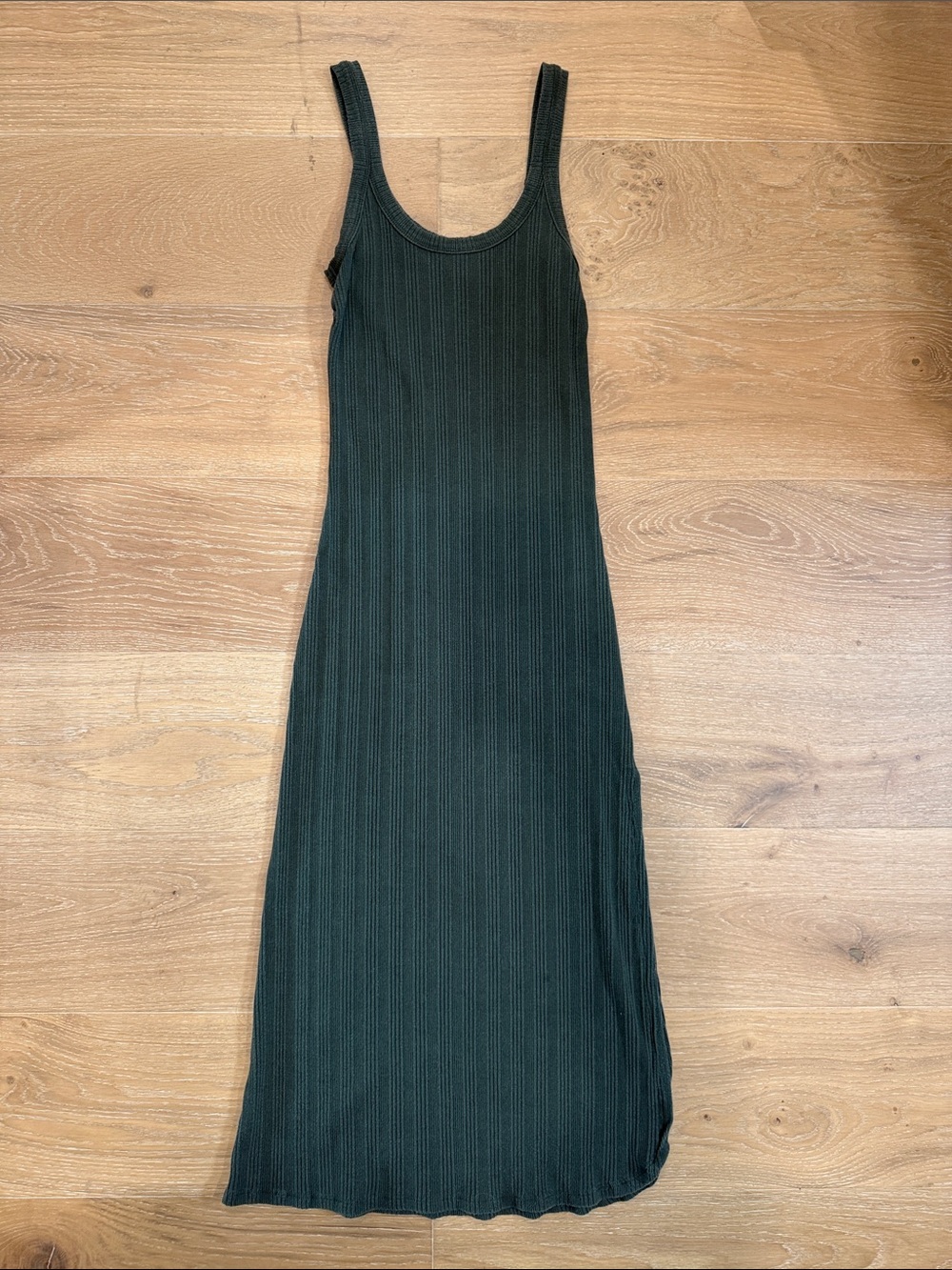 Vitamin A Forest Green Ribbed Scoop Neck Maxi Dress